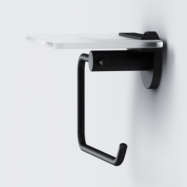 Держатель для туалетной бумаги с полкой, черный AM.PM X-Joy, A85A341522 Держатель для туалетной бумаги с полкой, черный AM.PM X-Joy, A85A341522