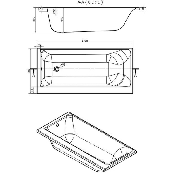 Ванна Cersanit прямоугольная SMART 170x80 правая Ванна Cersanit прямоугольная SMART 170x80 правая