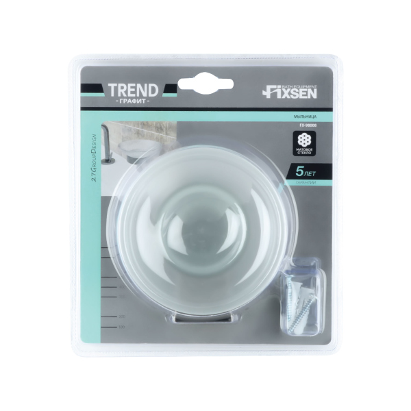 Мыльница FIXSEN стекло TREND GRAPHITE (FX-98008)