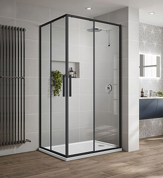 Душевой уголок Vincea Slim-U VSS-2SU8010CLB, 1000*800, м.черный, стекло прозрачное