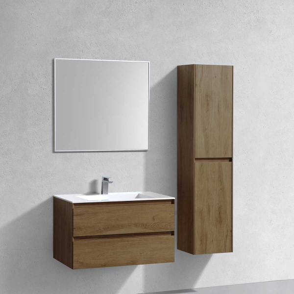 Тумба с раковиной Vincea Luka 800 подвесная, 2 выкатных ящика soft-close, T.Oak, VMC-2L800TO+VCB-13800W