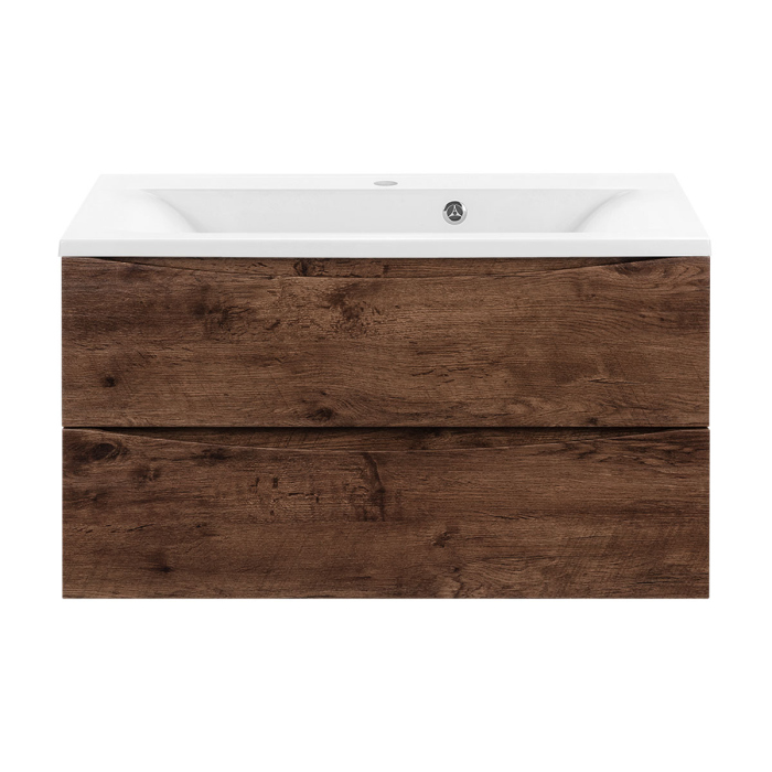 Тумба с раковиной Vincea Mia 900 подвесная, 2 выкатных ящика soft close, R.Wood, VMC-2MA900RW+VCB-3M900W