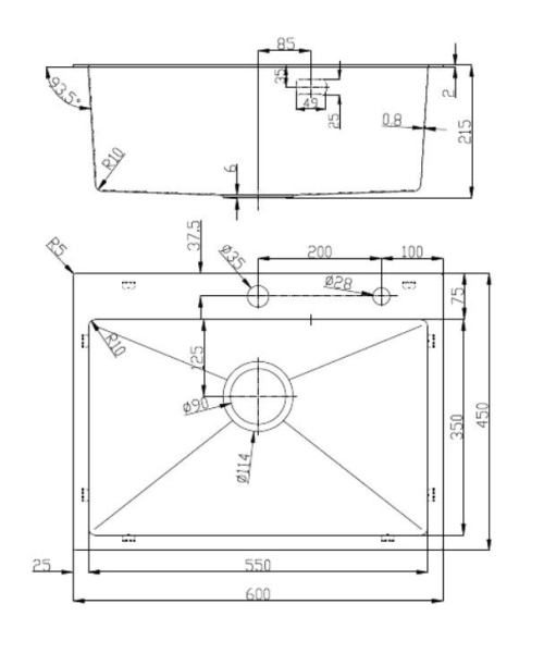 Кухонная мойка D&K нержавеющая сталь графит (DKS604506)