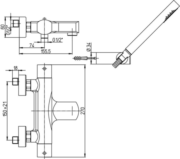 Термостат Paini Ovo 86PW105TH для ванны с душем