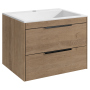 Тумба с раковиной Vincea Chiara 2D 600 подвесная, N.Oak, VMC-2C2600NO+VCB-13600G