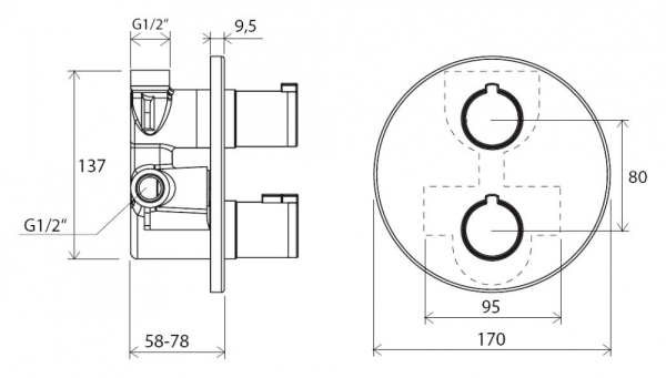 Термостат Ravak TE 062.00 для ванны/для душа, без переключателя
