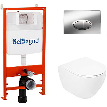 Комплект 4 в 1: Унитаз+сиденье+инсталляция+клавиша смыва, CZR-513-TH-R/CZR2316SC/BB026/BB051CR