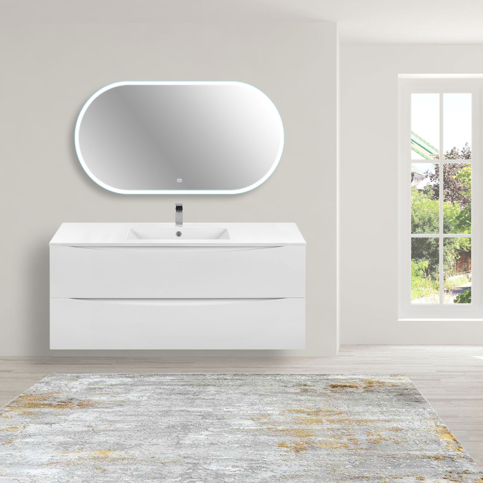Тумба с раковиной Vincea Mia 1200 подвесная, 2 выкатных ящика soft close, G.White, VMC-2MC120GW+VBS-13120MA
