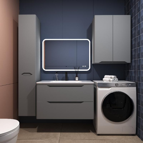 Тумба без раковины Style Line подвесная "Марелла 90" (2 ящ.) серый, PLUS, СС-00002415