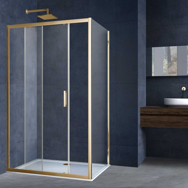 Душевой уголок Vincea Alpha VSR-3AL9012CLG, 1200*900, брашированное золото, стекло прозрачное