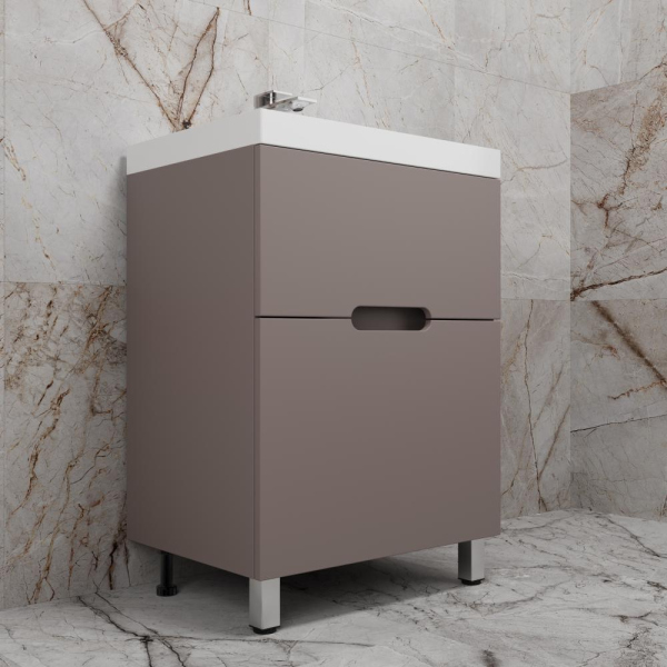 Тумба без раковины напольная "Матис 80" 80 (2 ящика), ТАУП ТЁМНЫЙ, ЭМАЛЬ, ЛС-00002439