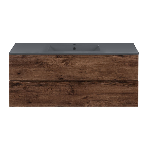 Тумба с раковиной Vincea Mia 1200 подвесная, 2 выкатных ящика soft close, R.Wood, VMC-2MC120RW+VBS-13120MA