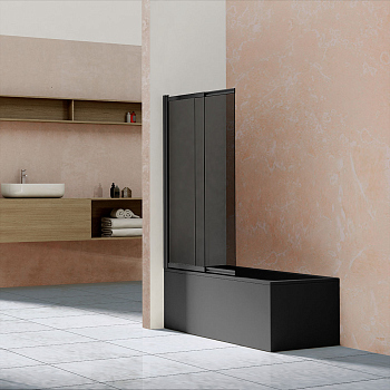 Душевая шторка на ванну Vincea VSB-1E100CGB, 1000*1450, матовый черный, стекло тонированное