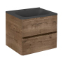 Тумба с раковиной Vincea Vico 600 подвесная, 2 выкатных ящика soft close, V.Oak, VMC-2V600VO+VCB-2VP600W