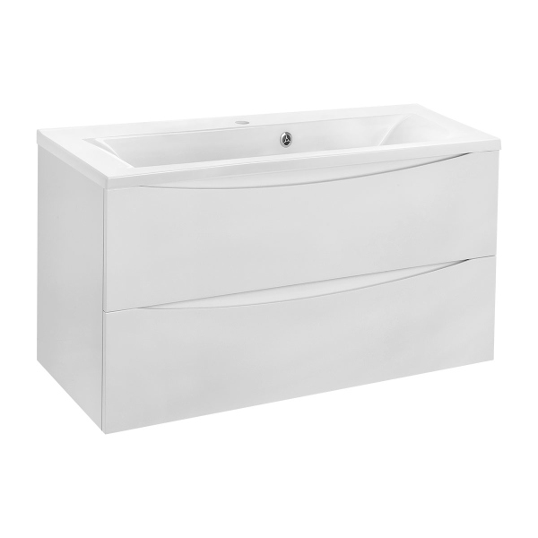 Тумба с раковиной Vincea Mia 900 подвесная, 2 выкатных ящика soft close, G.White, VMC-2MA900GW+VCB-3M900W Тумба с раковиной Vincea Mia 900 подвесная, 2 выкатных ящика soft close, G.White, VMC-2MA900GW+VCB-3M900W