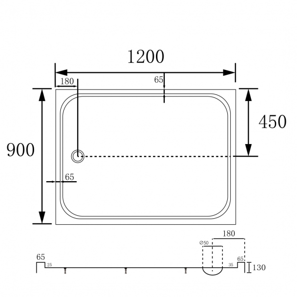 Душевой поддон ABBER AD3C129 120х90 прямоугольный, акриловый, белый