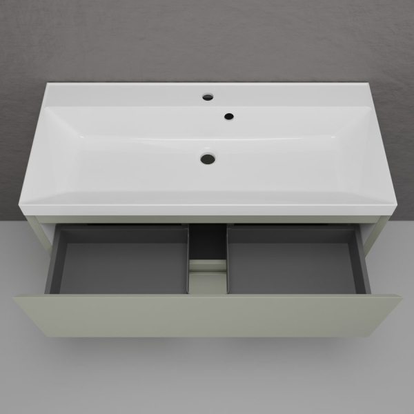 Тумба без раковины напольная "Манхэттен 100" ЭМАЛЬ 100 2 ящика PLUS олива, ЛС-00002370