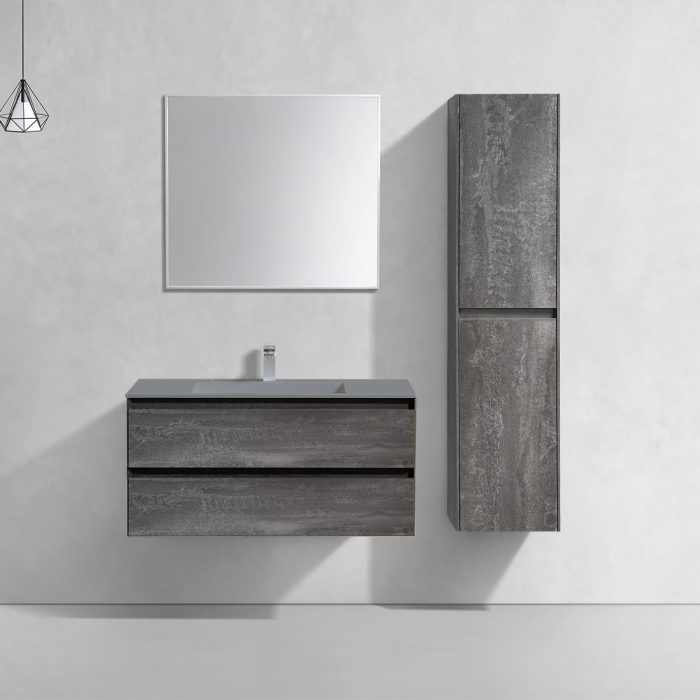 Тумба с раковиной Vincea Luka 1000 подвесная, 2 выкатных ящика soft-close, G.Stone, VMC-2L100GS+VCB-13100G