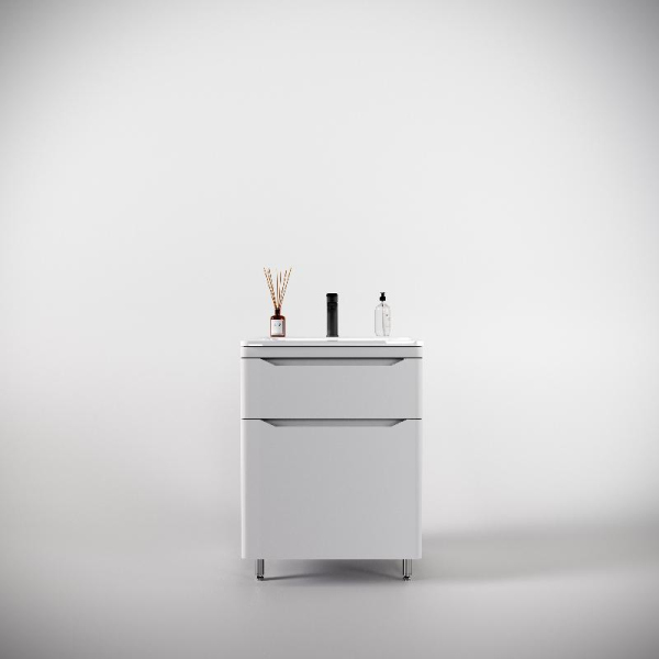 Тумба без раковины Style Line напольная "Марелла 60" (2 ящ.) белый матовый, PLUS, СС-00002395