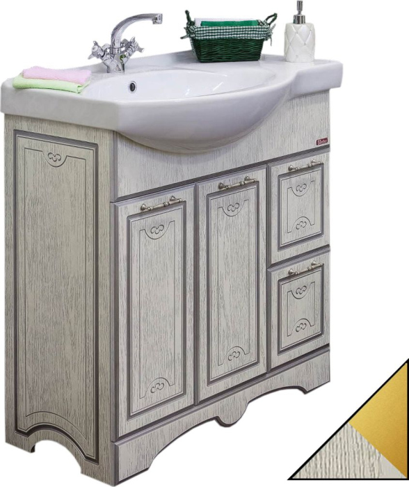 Тумба для комплекта Sanflor Адель 82 белая, патина золото, R