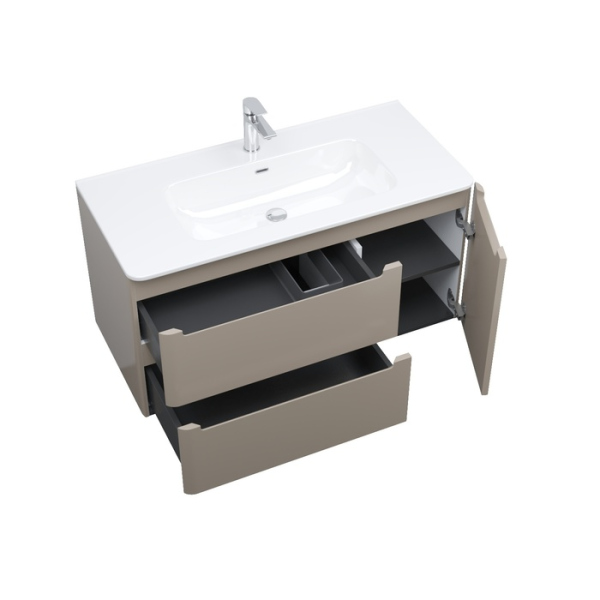 Тумба с раковиной, подвесная, 100 см, капучино, Edifice, IDDIS (EDI10C0i95K)