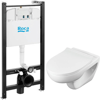 Комплект унитаза с инсталляцией Roca Victoria Pack Rimless 893105010 с сиденьем без клавиши