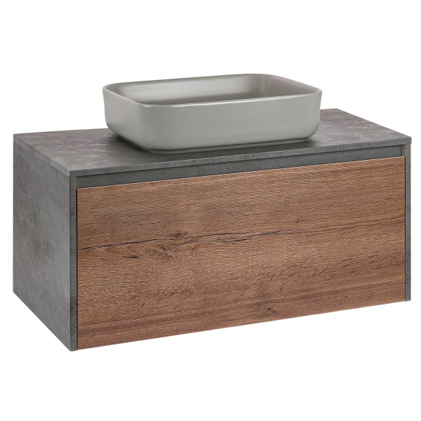 Тумба без раковины Vincea Mesa 1000 подвесная, T.Oak + Beton, VMC-2MS100TB