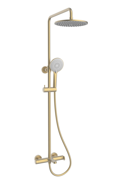 Душевая стойка Vincea Rondo VSFS-1R1BG с изливом, брашированное золото