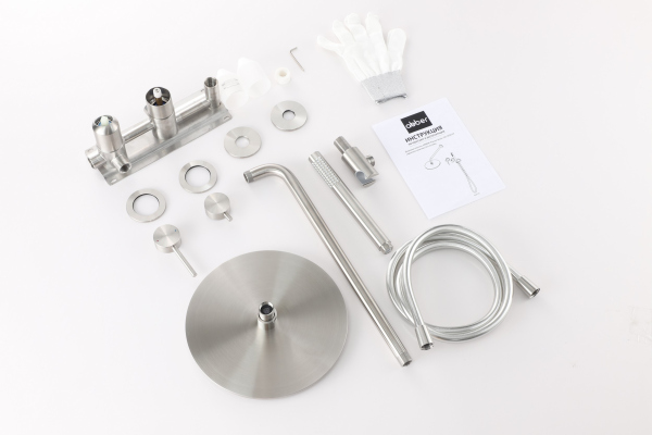 Душевая система ABBER Wasser Kreis 316 AF8118BST скрытого монтажа без излива, сталь брашированная