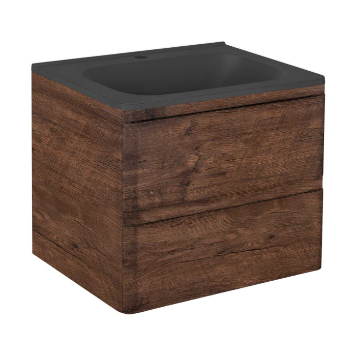 Тумба с раковиной Vincea Vico 600 подвесная, 2 выкатных ящика soft close, R.Wood, VMC-2V600RW+VCB-2VP600W
