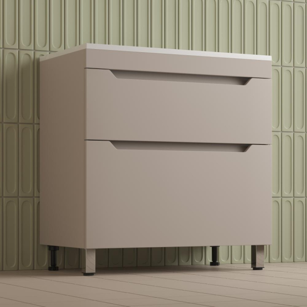 Тумба без раковины напольная "Остин" 80 2 ящ крем эмаль PLUS, ЛС-00002397