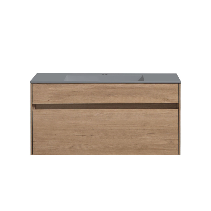 Тумба с раковиной Vincea Chiara 1000 подвесная, 1 выкатной ящик soft-close, N.Oak, VMC-2C100NO+VCB-13100B