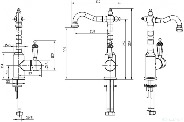 Смеситель Boheme Imperiale Presente 322 для раковины