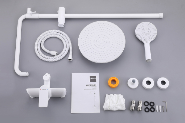 Душевая стойка ABBER Weiss Insel AF8020FWL без излива, белая матовая