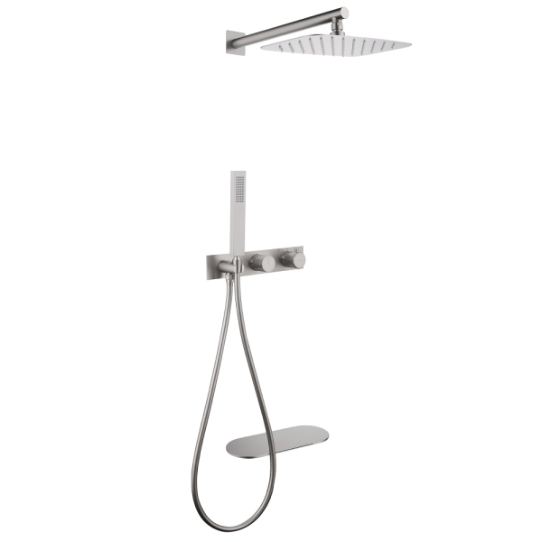 Душевая система ABBER Rund AF8750SP скрытого монтажа с изливом, термостат, сатин