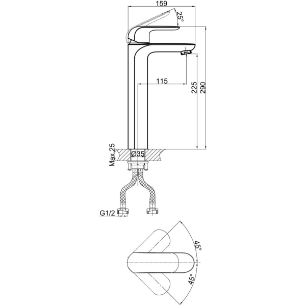 Смеситель для раковины высокий D&K Venice Gondola (DA1022018)