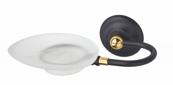 SOPHIA AM-2139-Nero/Do-Ant Мыльница подвесная, матовое стекло, цвет черный /Античное золото