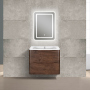 Тумба с раковиной Vincea Paola 600 подвесная, 2 выкатных ящика soft close, R.Wood, VMC-2P600RW+VCB-2VP600W