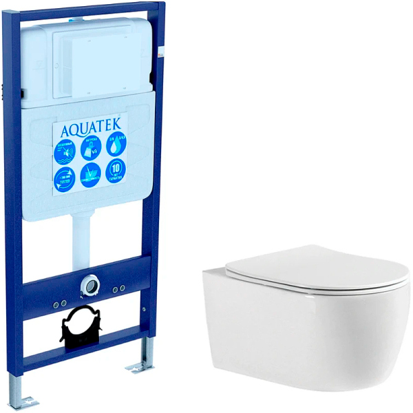 Комплект унитаза с инсталляцией Aquatek Set Aquatek Европа New cm с сиденьем Микролифт Комплект унитаза с инсталляцией Aquatek Set Aquatek Европа New cm с сиденьем Микролифт