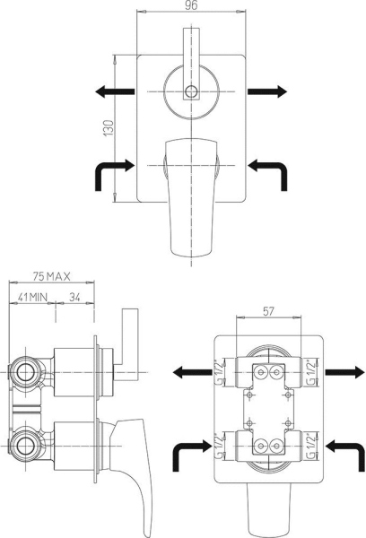 Смеситель Paini Lady 89CR6911 С ВНУТРЕННЕЙ ЧАСТЬЮ, для душа