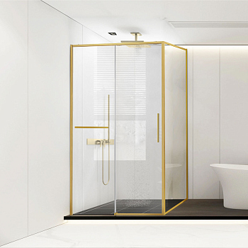 Душевой уголок Vincea Slim Soft VSR-1SS9013CLG, 1300*900, брашированное золото, стекло прозрачное