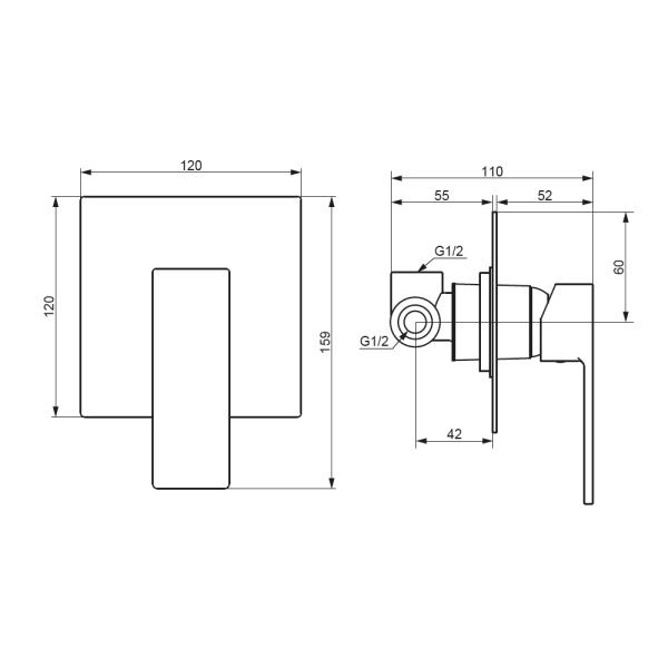 Смеситель для душа монтируемый в стену Damixa Gala, 537500000