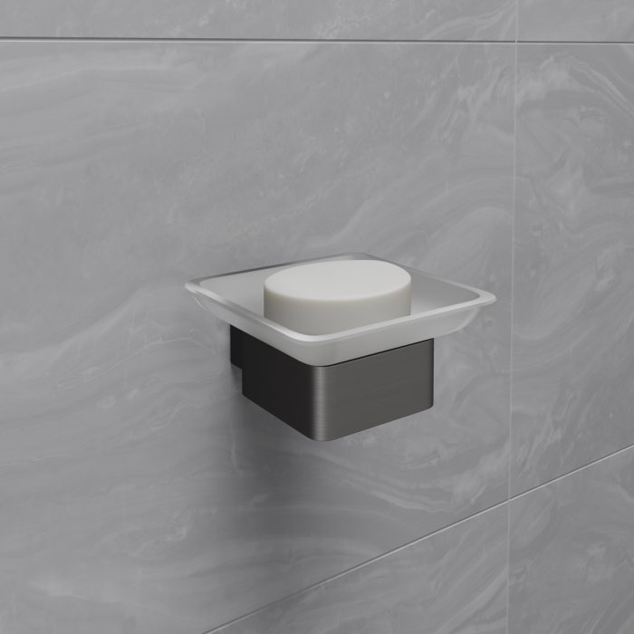 Мыльница Lemark SMOOTH LINE с держателем, графит (9746018)