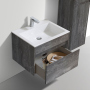 Тумба с раковиной Vincea Chiara 600 подвесная, 1 выкатной ящик soft-close, G.Stone, VMC-2C600GS+VCB-13600W