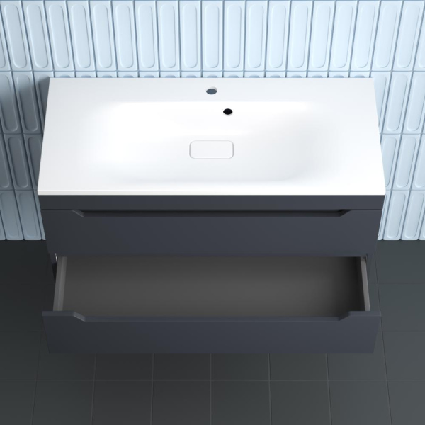 Тумба без раковины подвесная "Остин" 100 2 ящ графит эмаль PLUS, ЛС-00002408