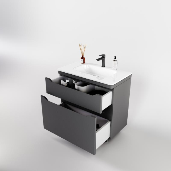 Тумба без раковины Style Line напольная "Марелла 80" (2 ящ.) серый, PLUS, СС-00002403