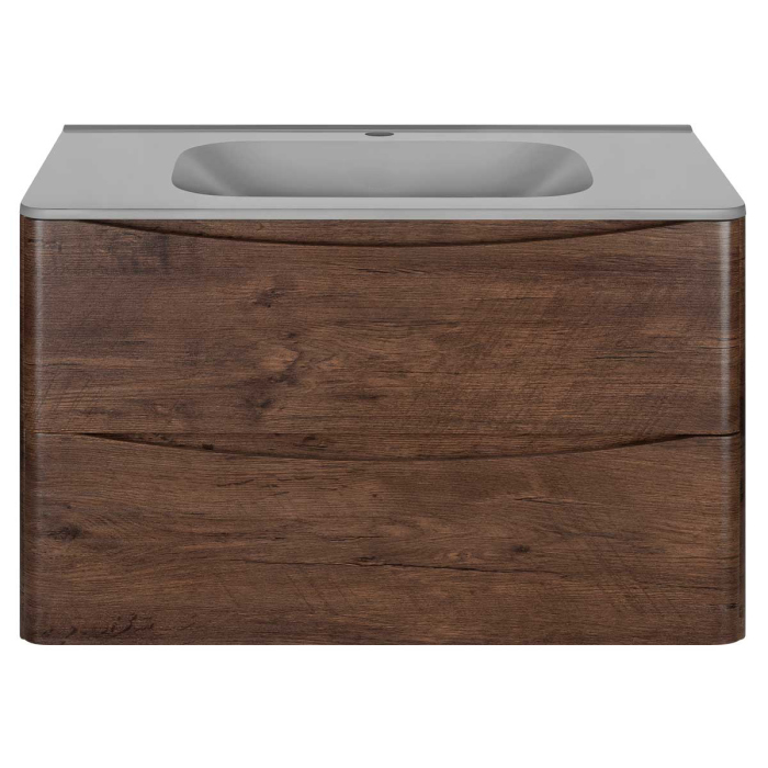 Тумба с раковиной Vincea Paola 800 подвесная, 2 выкатных ящика soft close, R.Wood, VMC-2P800RW+VCB-2VP800W