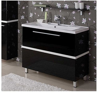 Тумба под раковину Акватон Турин 1A121701TU950, цвет Черный, белый