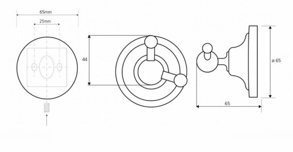 Крючок Retro двойной 65x65x65мм, хром