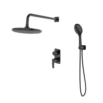 Душевая система скрытого монтажа с тропическим душем, черный матовый, Ray, IDDIS, RAY (RAYBL02i67)